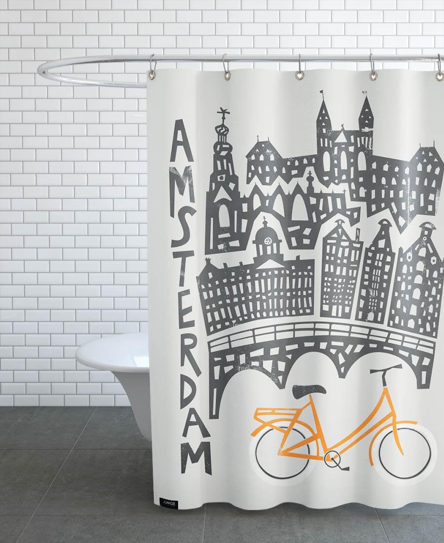 Rideau de douche en polyester en Gris & Noir/150x200 Rideau de douche en polyester en Gris & Noir/150x200