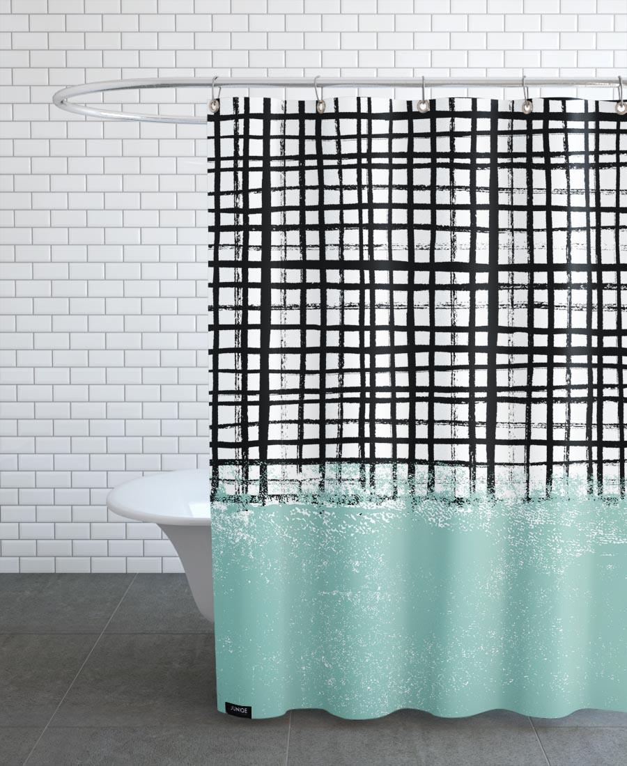 Rideau de douche en polyester en Blanc & Noir/150x200 Rideau de douche en polyester en Blanc & Noir/150x200