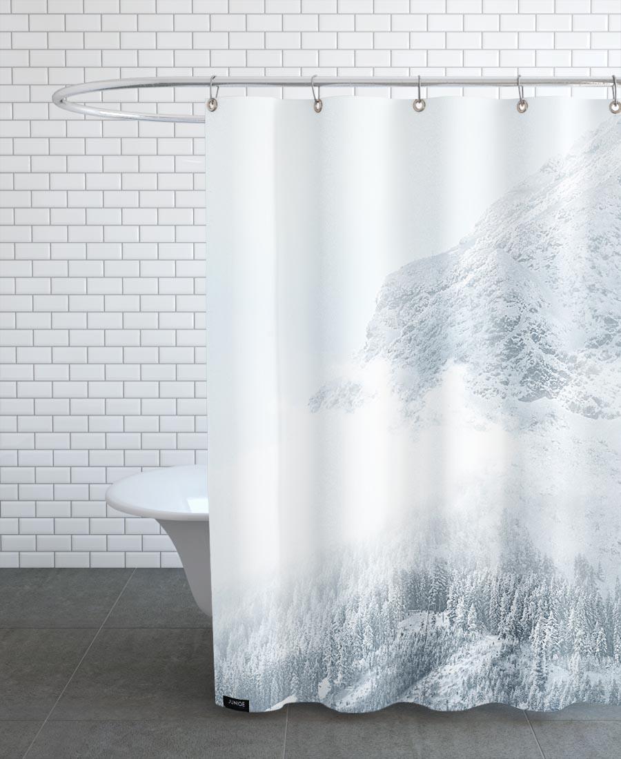rideau de douche en polyester en blanc & gris 150x200