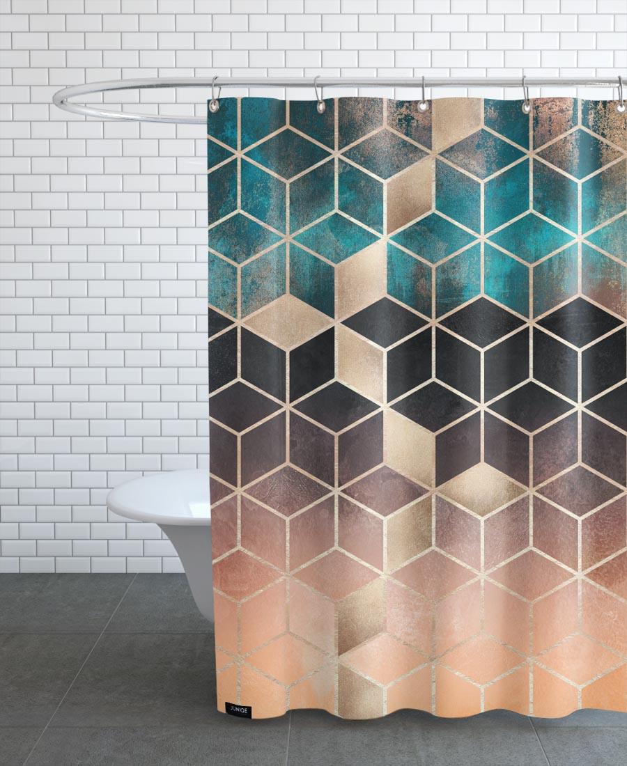 Rideau de douche en polyester en Rose & Turquoise/150x200 Rideau de douche en polyester en Rose & Turquoise/150x200