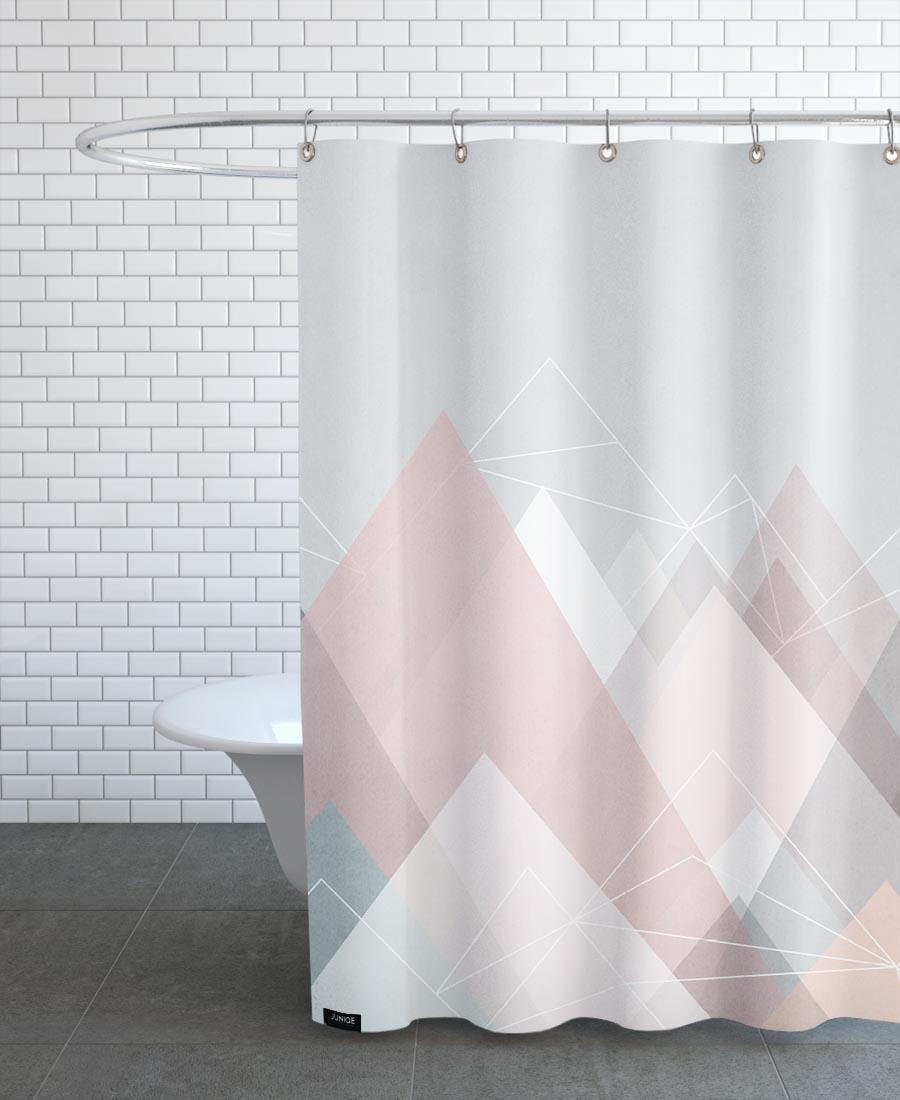 Rideau de douche en polyester en Blanc & Gris/150x200 Rideau de douche en polyester en Blanc & Gris/150x200