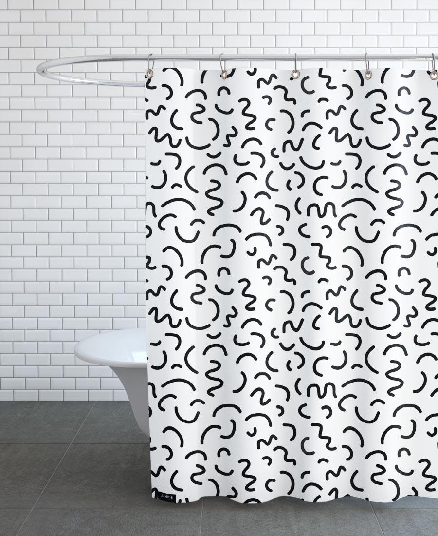 Rideau de douche en polyester en Blanc & Noir/150x200 Rideau de douche en polyester en Blanc & Noir/150x200