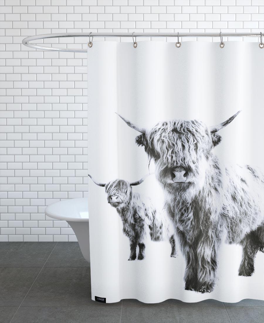 Rideau de douche en polyester en Blanc & Noir/150x200 Rideau de douche en polyester en Blanc & Noir/150x200