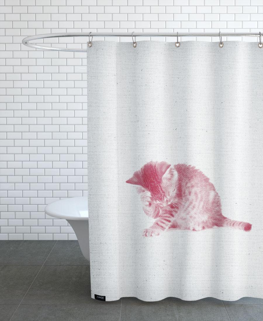 Rideau de douche en polyester en Blanc & Rouge/150x200 Rideau de douche en polyester en Blanc & Rouge/150x200