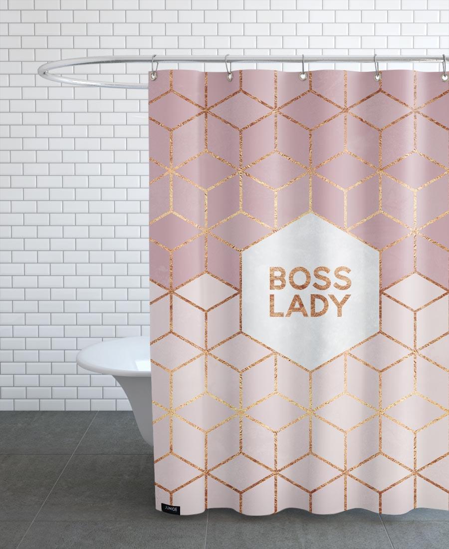 Rideau de douche en polyester en Blanc & Rose/150x200 Rideau de douche en polyester en Blanc & Rose/150x200