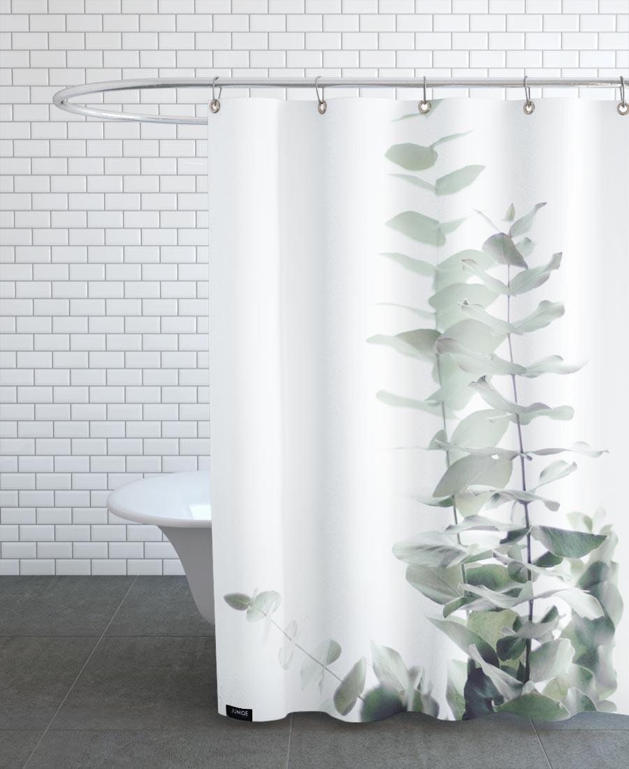 rideau de douche en polyester en blanc & vert 150x200