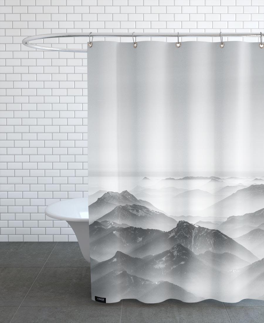 Rideau de douche en polyester en Blanc & Gris/150x200 Rideau de douche en polyester en Blanc & Gris/150x200