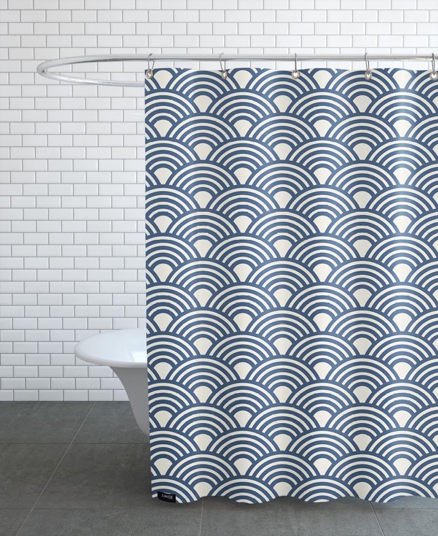 Rideau de douche en polyester en Blanc & Bleu/150x200 Rideau de douche en polyester en Blanc & Bleu/150x200