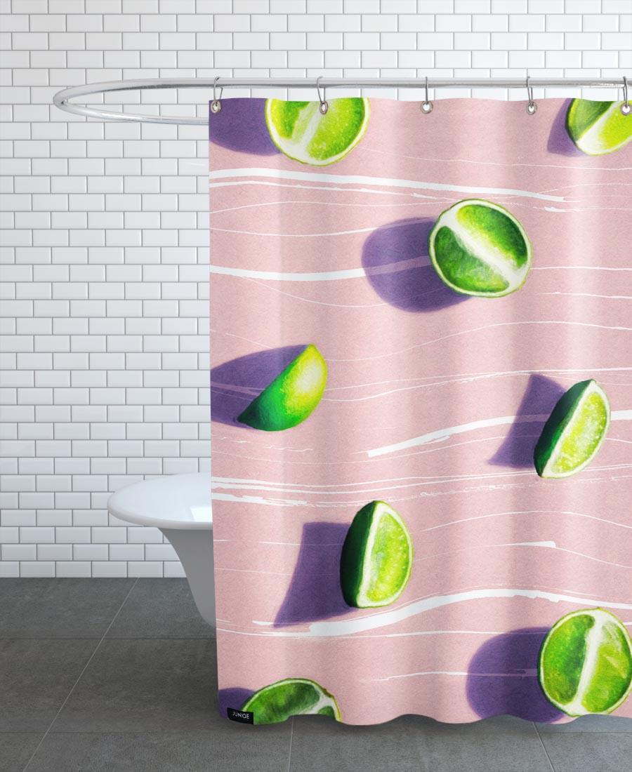 rideau de douche en polyester en rose & vert 150x200