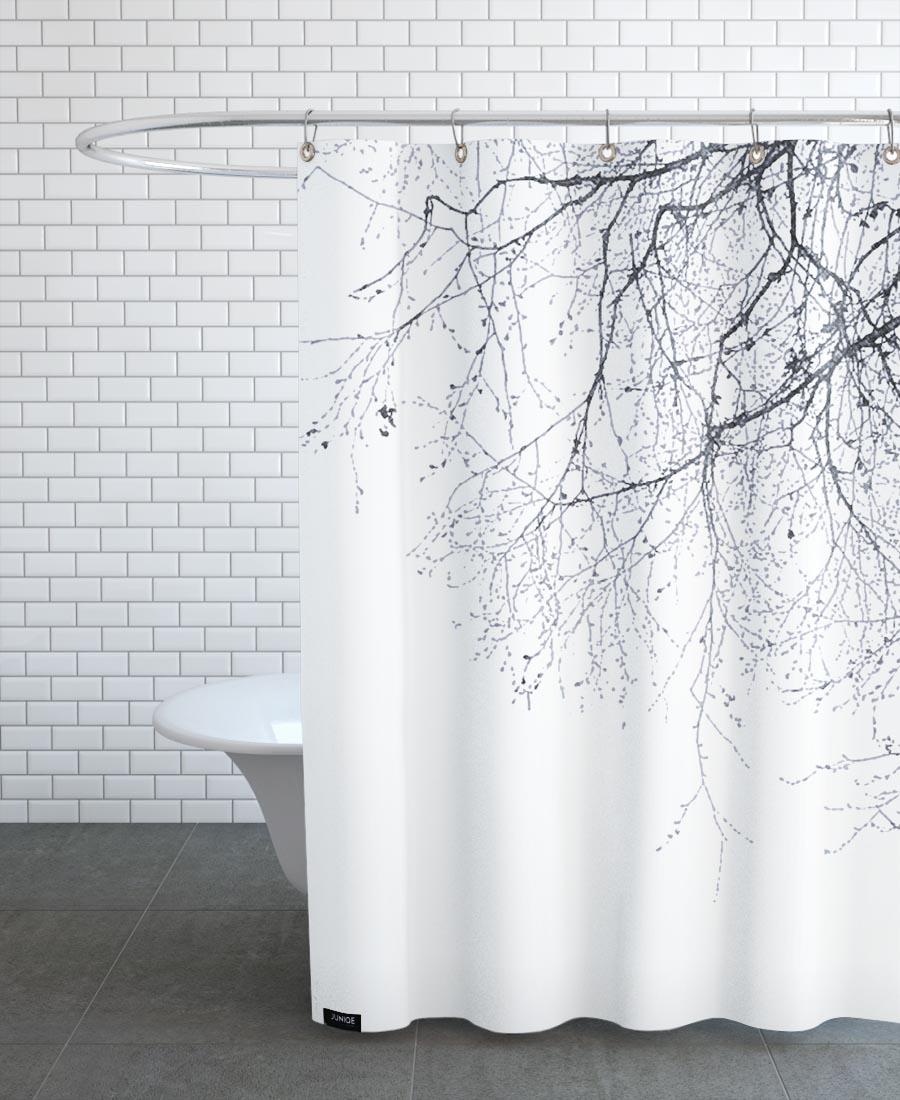 rideau de douche en polyester en blanc & noir 150x200