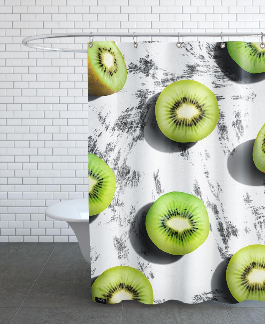 Rideau de douche en polyester en Blanc & Vert/150x200 Rideau de douche en polyester en Blanc & Vert/150x200