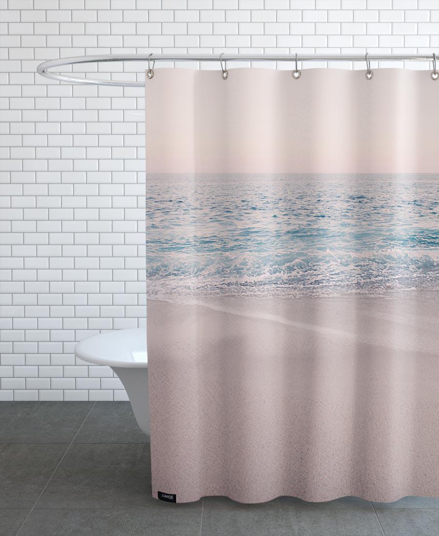 rideau de douche en polyester en bleu & rose 150x200