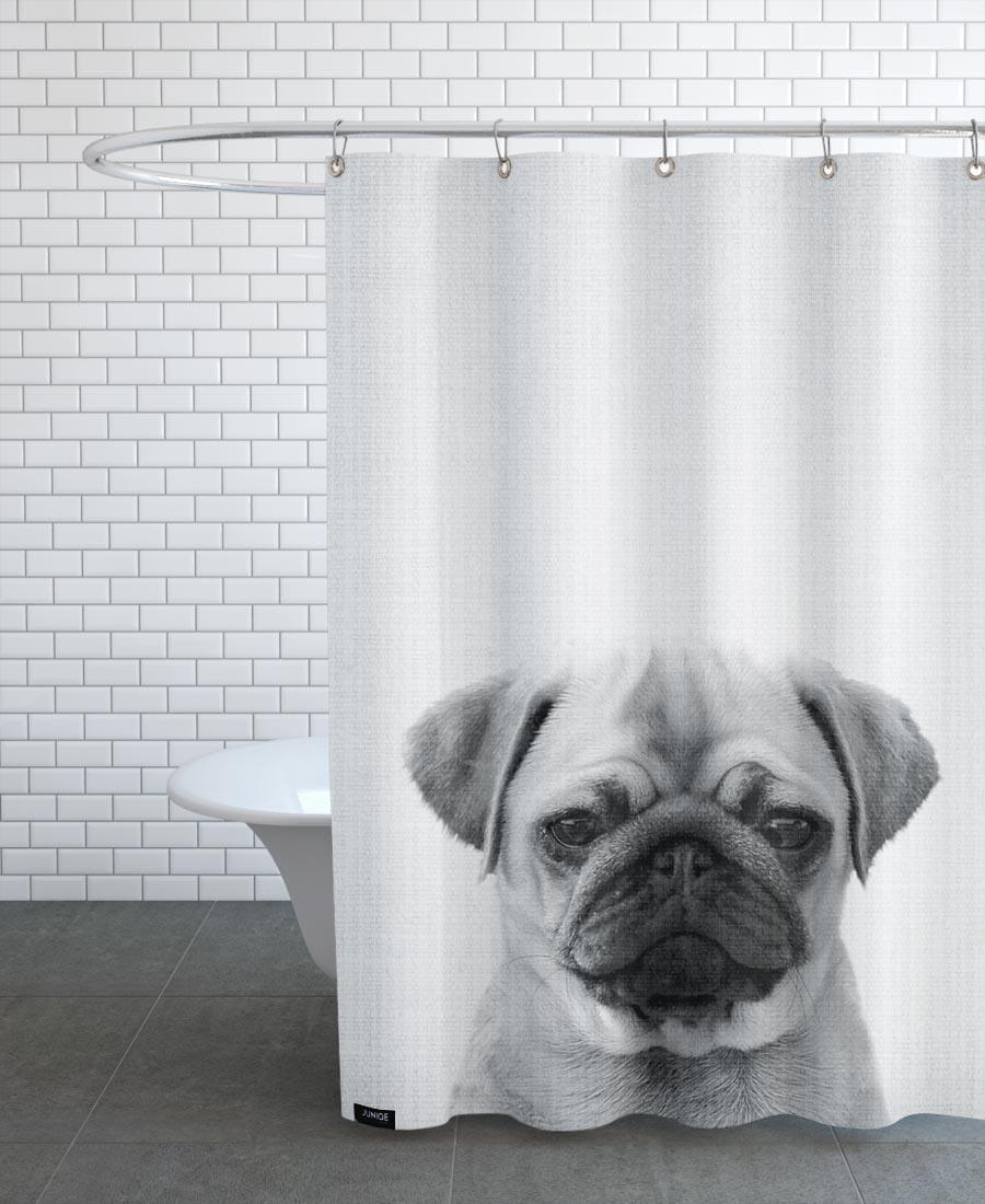 Rideau de douche en polyester en Blanc & Noir/150x200 Rideau de douche en polyester en Blanc & Noir/150x200