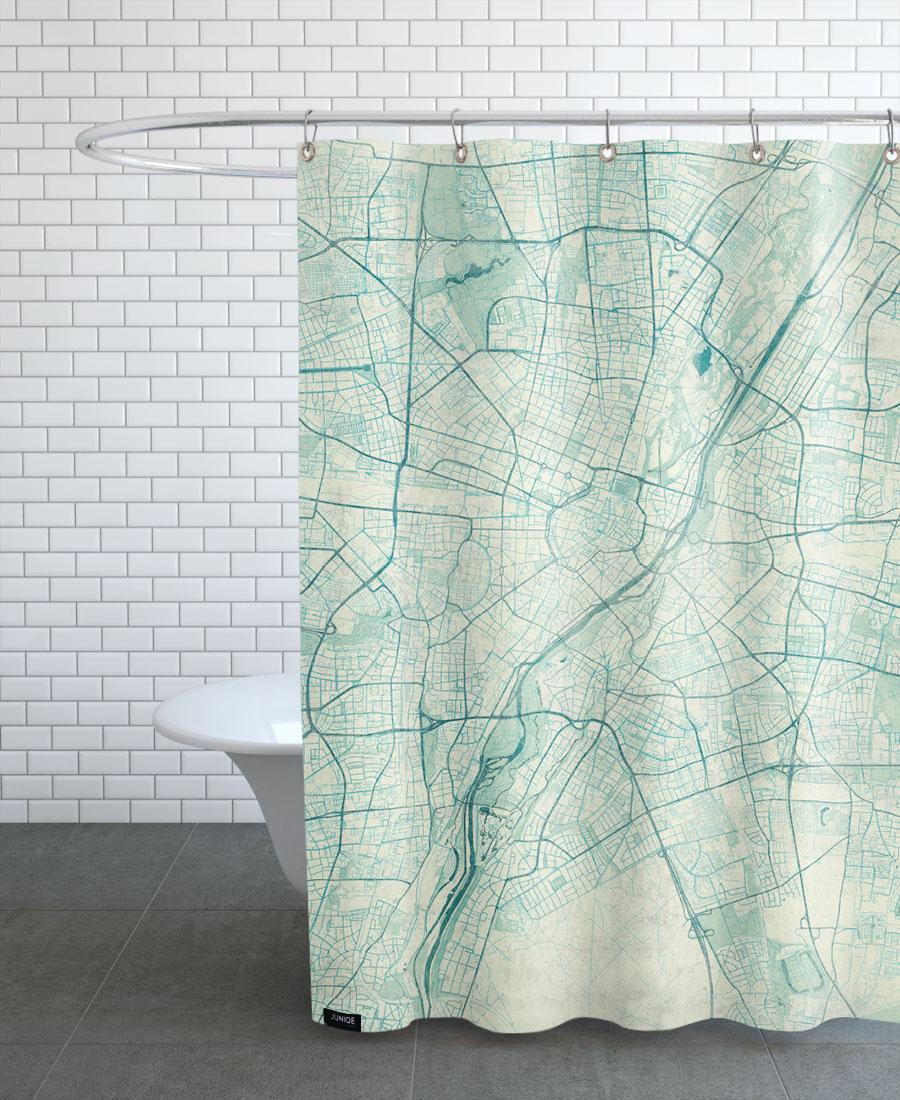 Rideau de douche en polyester en Blanc & Bleu/150x200 Rideau de douche en polyester en Blanc & Bleu/150x200