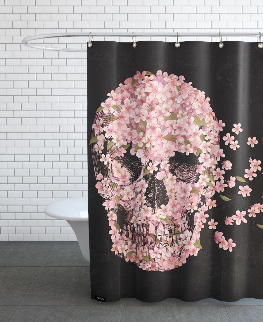 Rideau de douche en polyester en Noir & Rose/150x200 Rideau de douche en polyester en Noir & Rose/150x200