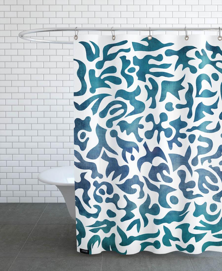 Rideau de douche en polyester en Blanc & Bleu/150x200 Rideau de douche en polyester en Blanc & Bleu/150x200