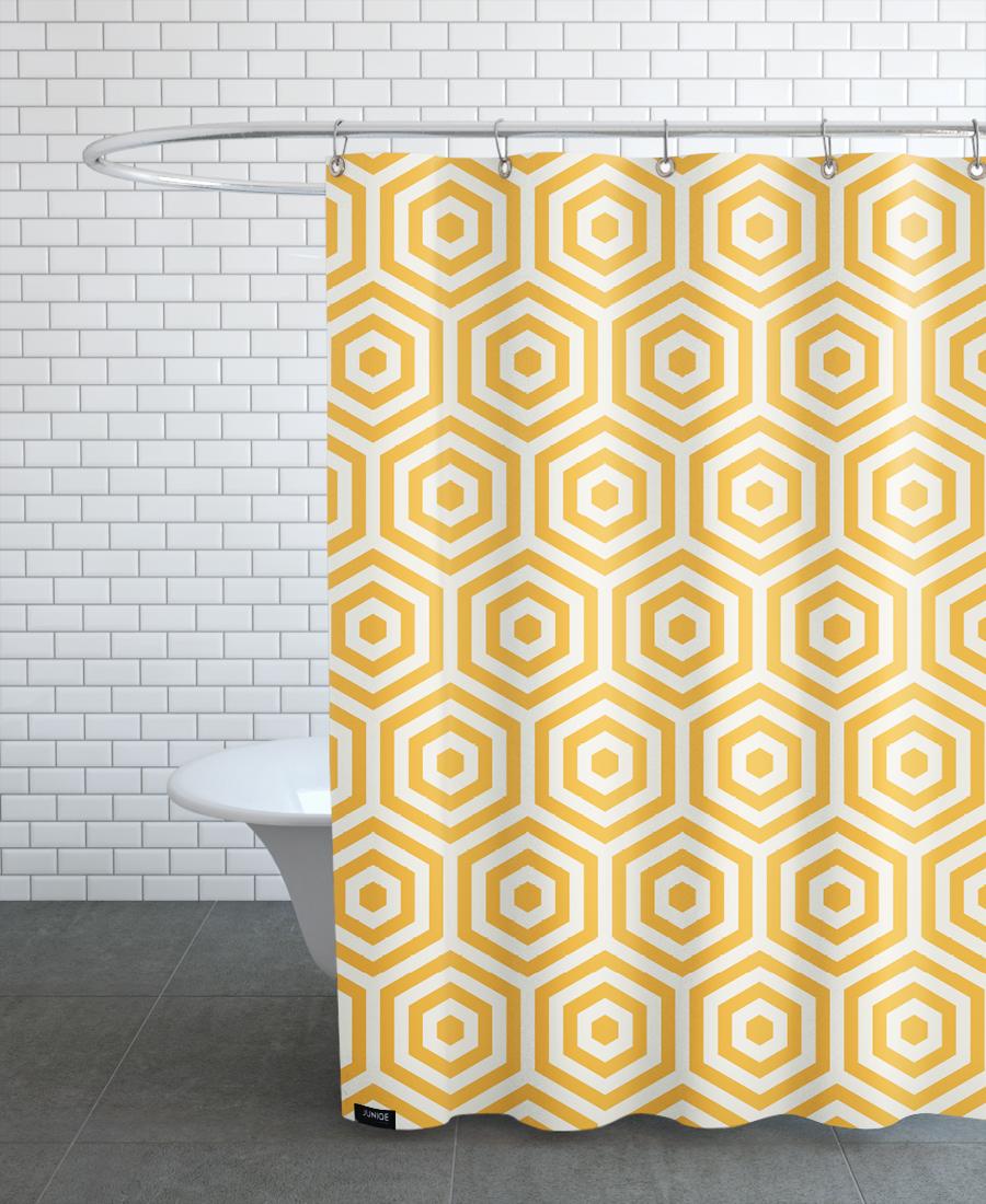 Rideau de douche en polyester en Blanc & Jaune/150x200 Rideau de douche en polyester en Blanc & Jaune/150x200