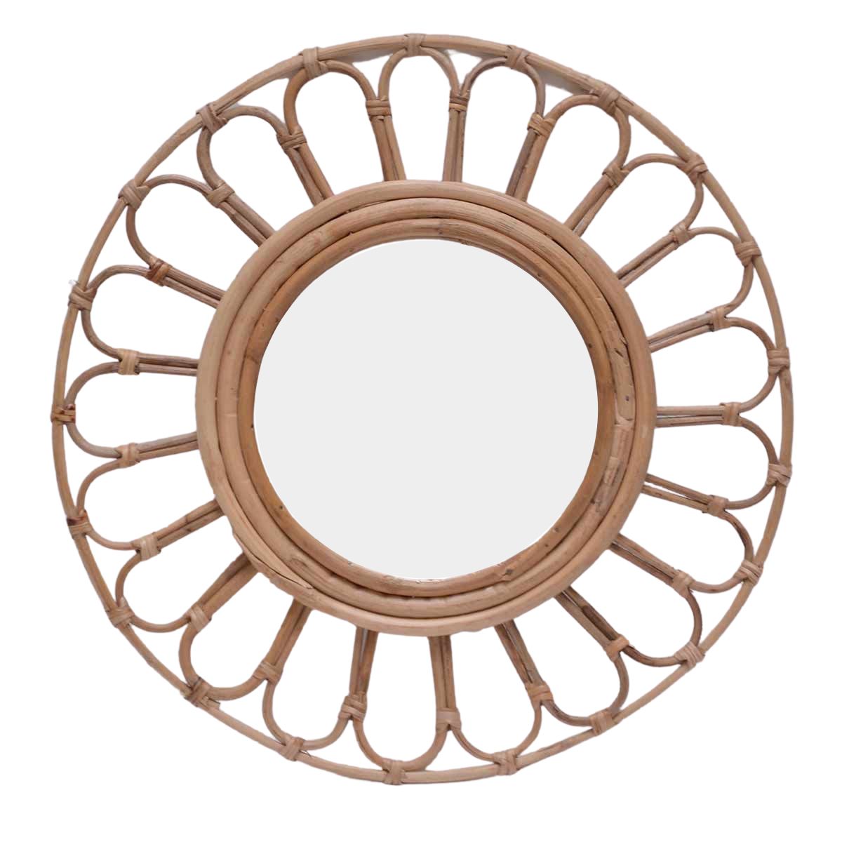Miroir rond en rotin alma bois clair D20