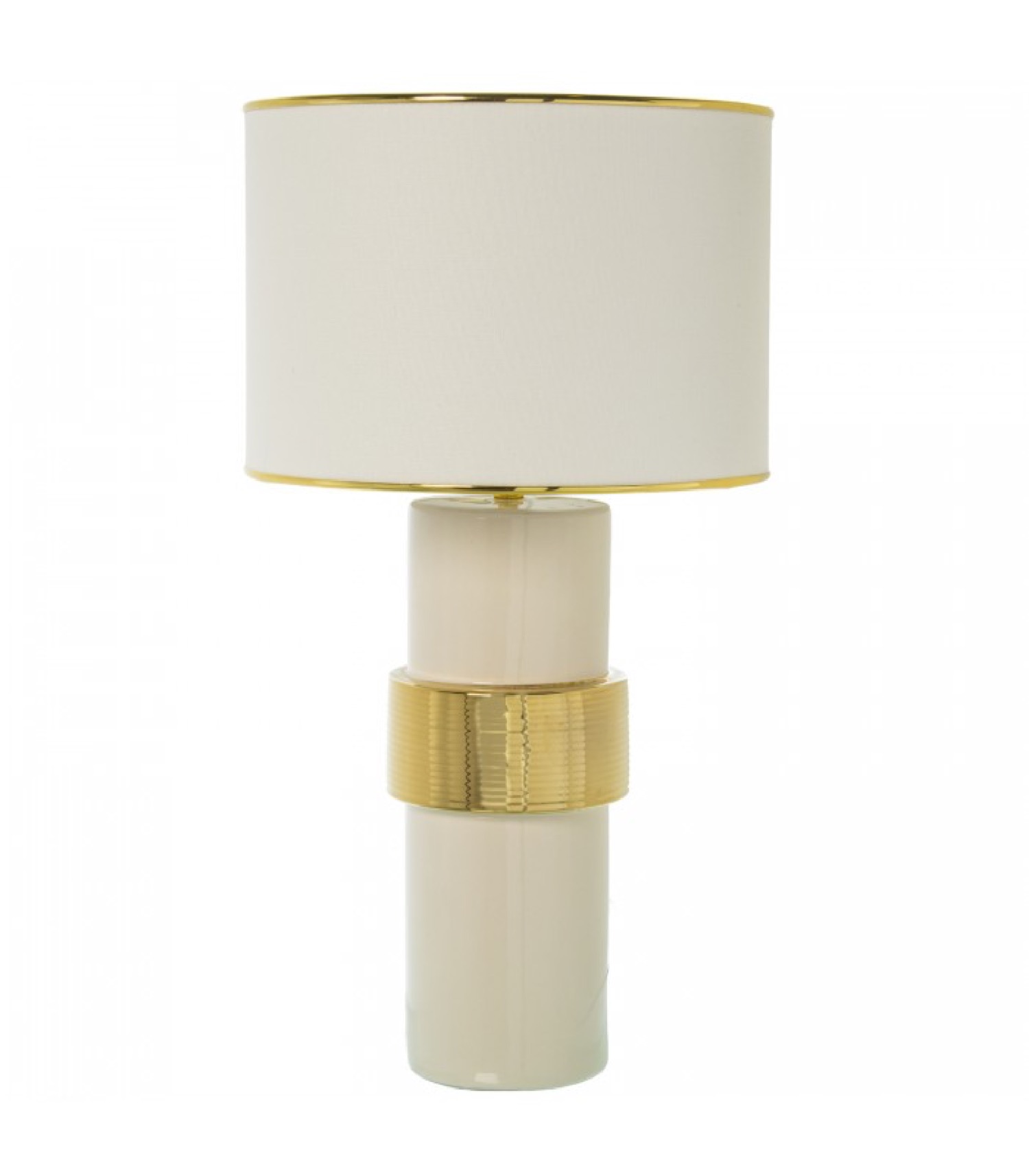 Lampe Ã  poser cÃ©ramique blanc et dorÃ© H63cm