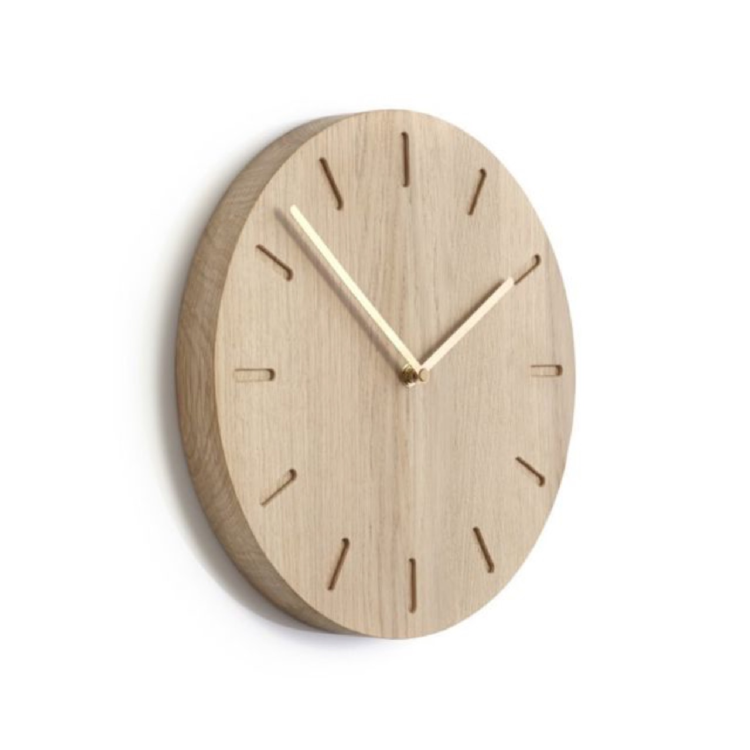 Horloge chêne aiguilles laiton Ø32 cm Horloge chêne aiguilles laiton Ø32 cm