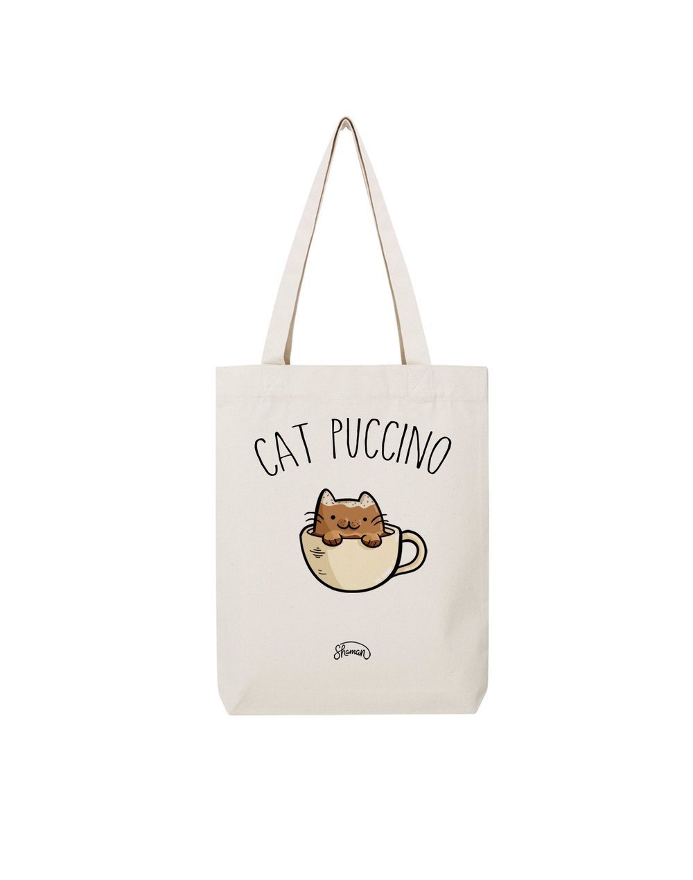 CAT PUCCINO - Tote Bag Natural en coton CAT PUCCINO - Tote Bag Natural en coton
