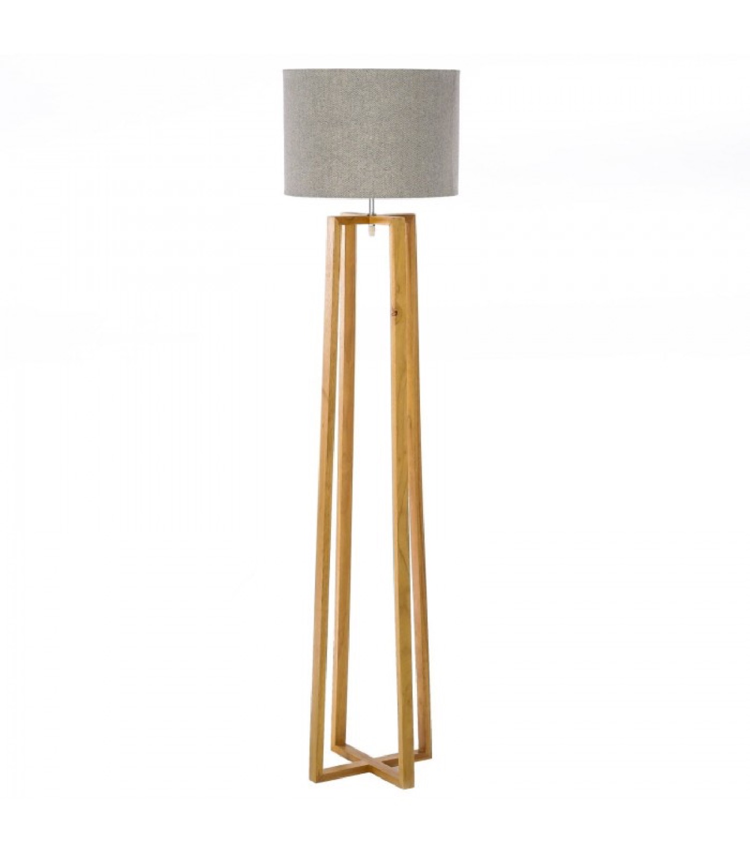 Lampadaire pied en bois et abat-jour gris (photo) Lampadaire pied en bois et abat-jour gris