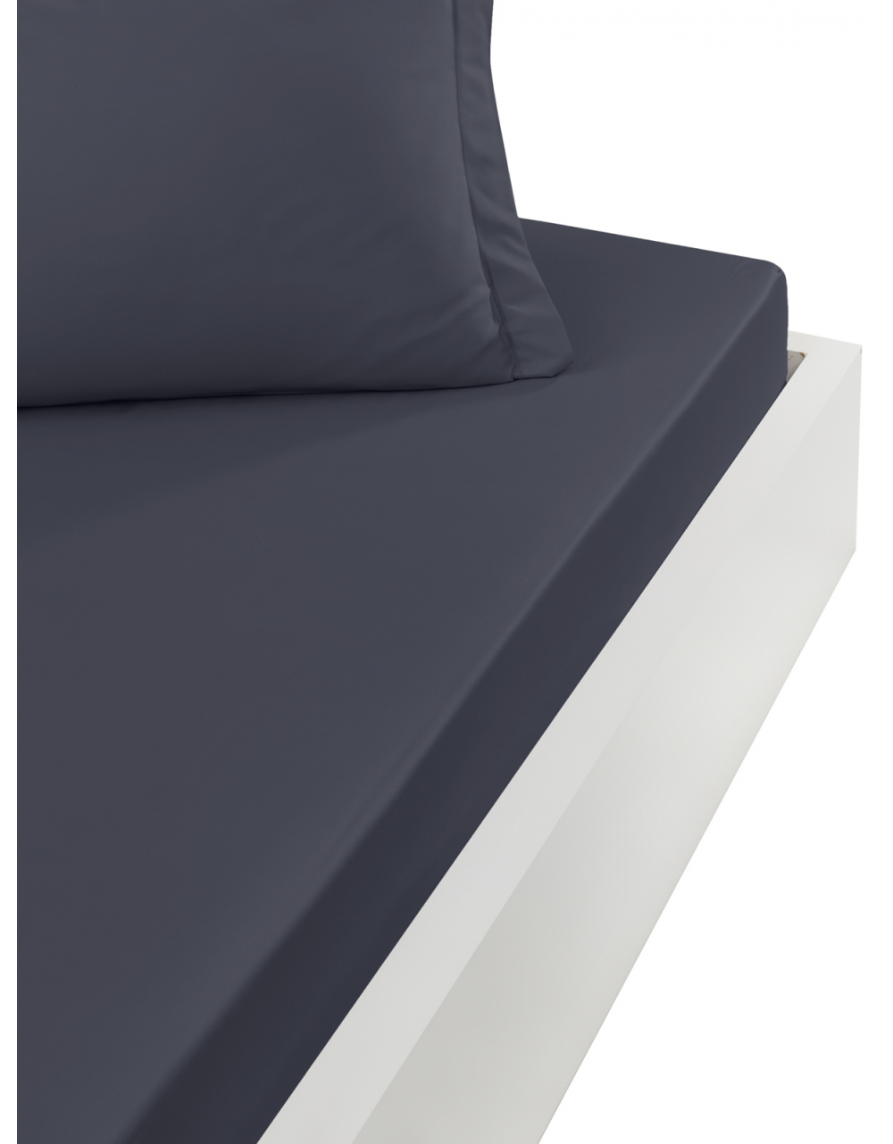 CASUAL - Drap housse en coton lavé Carbone 90x190 cm (photo) CASUAL - Drap housse en coton lavé Carbone 90x190 cm