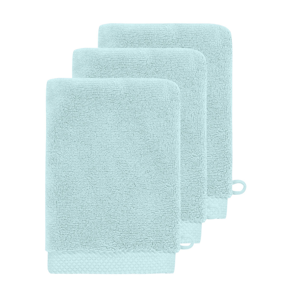 3 gants de toilette zéro twist 560gr/m²  bleu arctic 16x22 cm