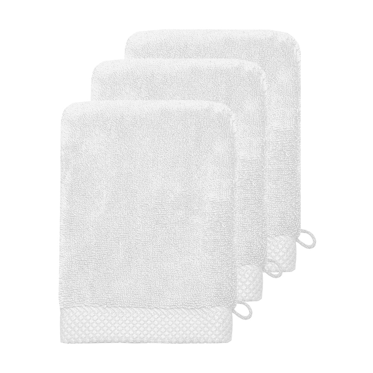 3 gants de toilette zéro twist 560gr/m²  blanc 16x22 cm