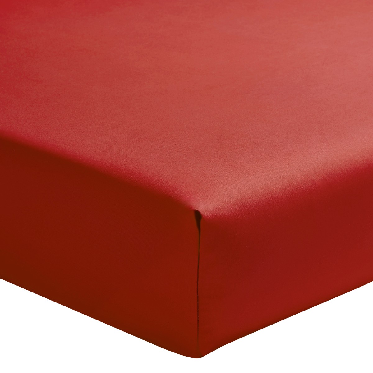 Drap housse uni en percale de coton rouge 140x200 Drap housse uni en percale de coton rouge 140x200