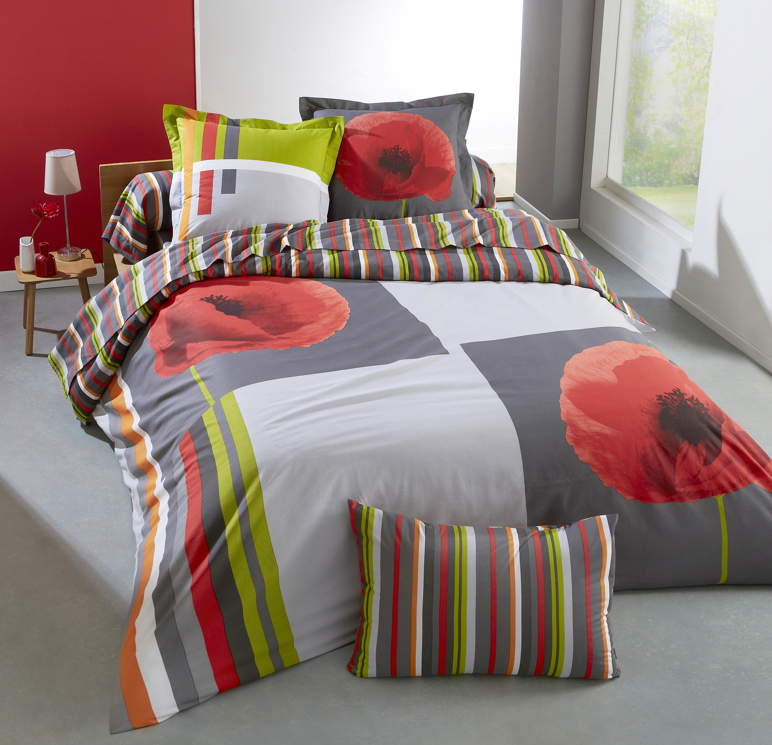 Housse de couette imprimée en coton multicolore 200x200