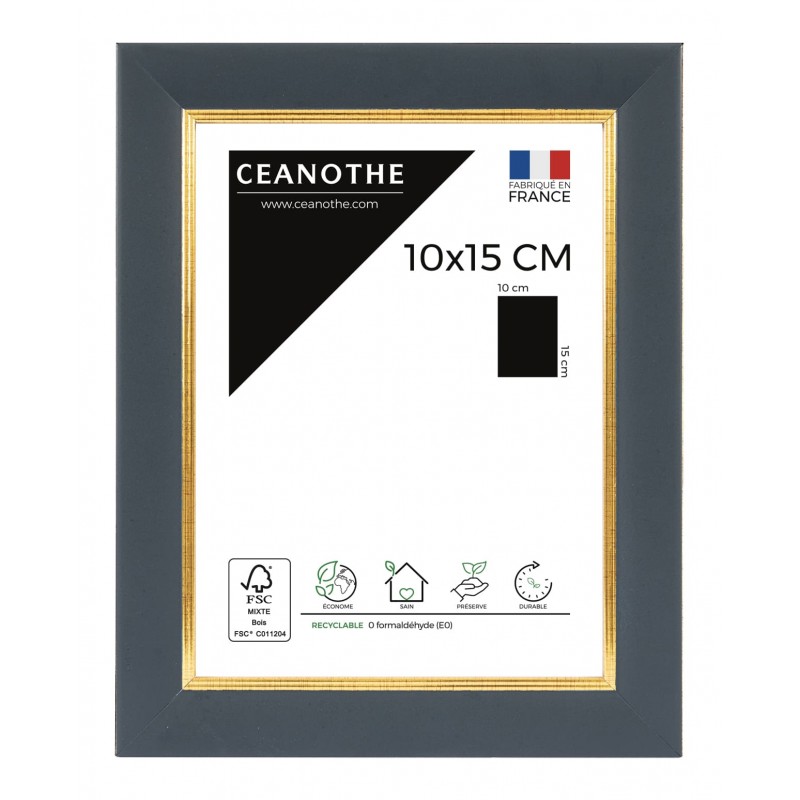 Cadre photo bois massif bleu doré 10x15 Cadre photo bois massif bleu doré 10x15
