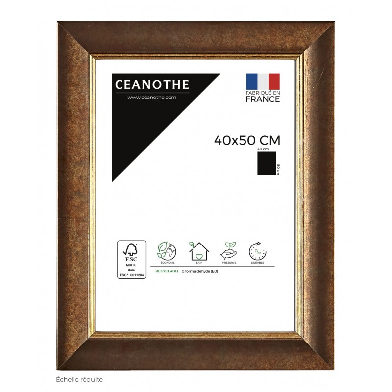 Cadre photo bois massif filet doré 40x50 Cadre photo bois massif filet doré 40x50