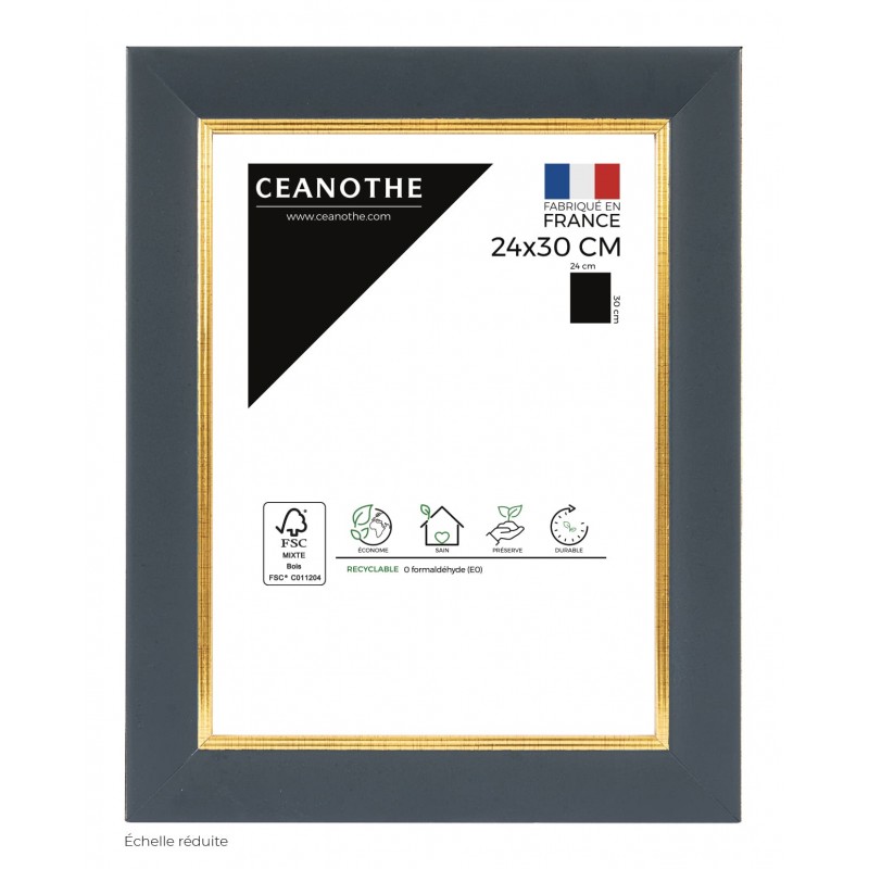 Cadre photo bois massif bleu doré 24x30 Cadre photo bois massif bleu doré 24x30