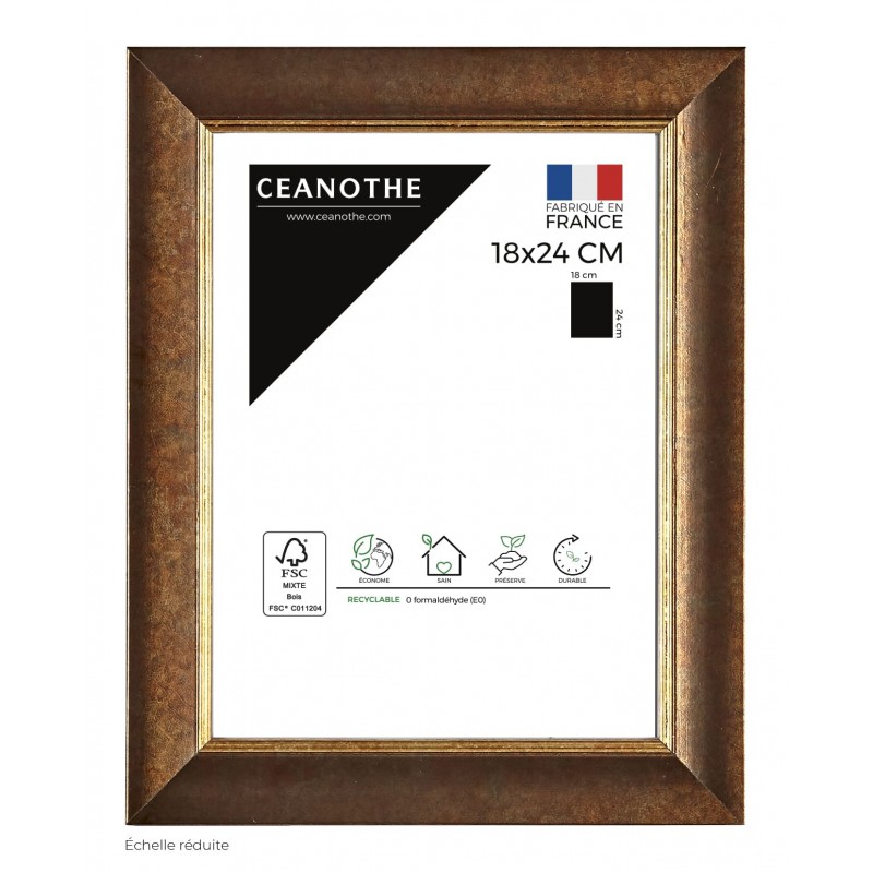 Cadre photo bois massif filet doré 18x24 Cadre photo bois massif filet doré 18x24