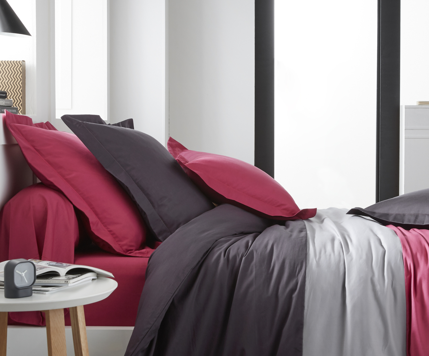 Parure de housse de couette coton gris 220x240 cm