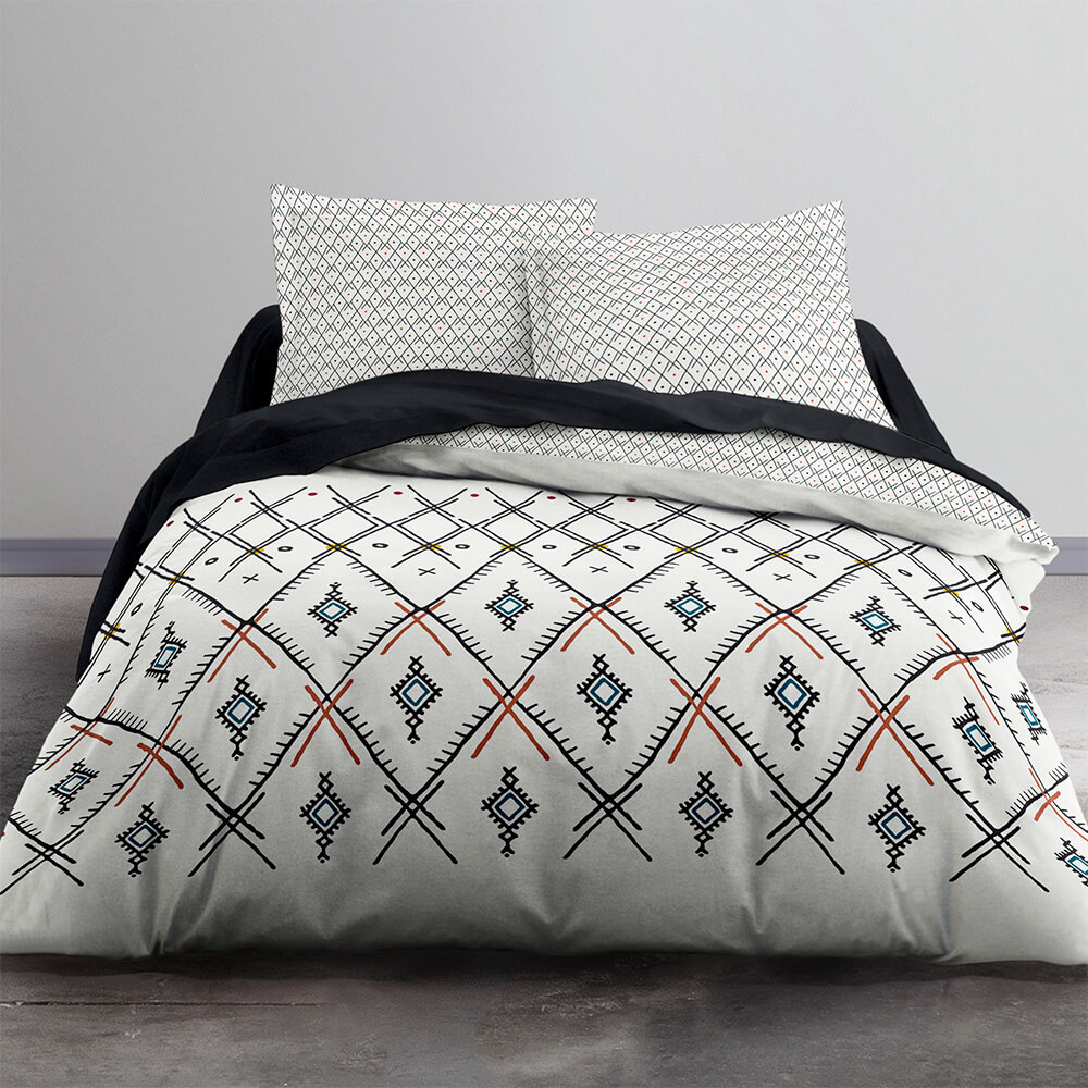 Parure de housse de couette bouton coton blanc 220x240 cm (photo) Parure de housse de couette bouton coton blanc 220x240 cm