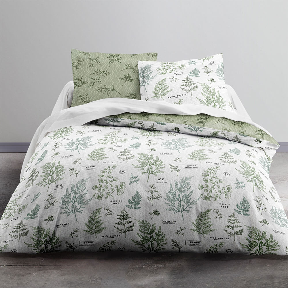 Parure de lit 2 personnes imprimé floral en Coton Blanc 220x240 cm Parure de lit 2 personnes imprimé floral en Coton Blanc 220x240 cm