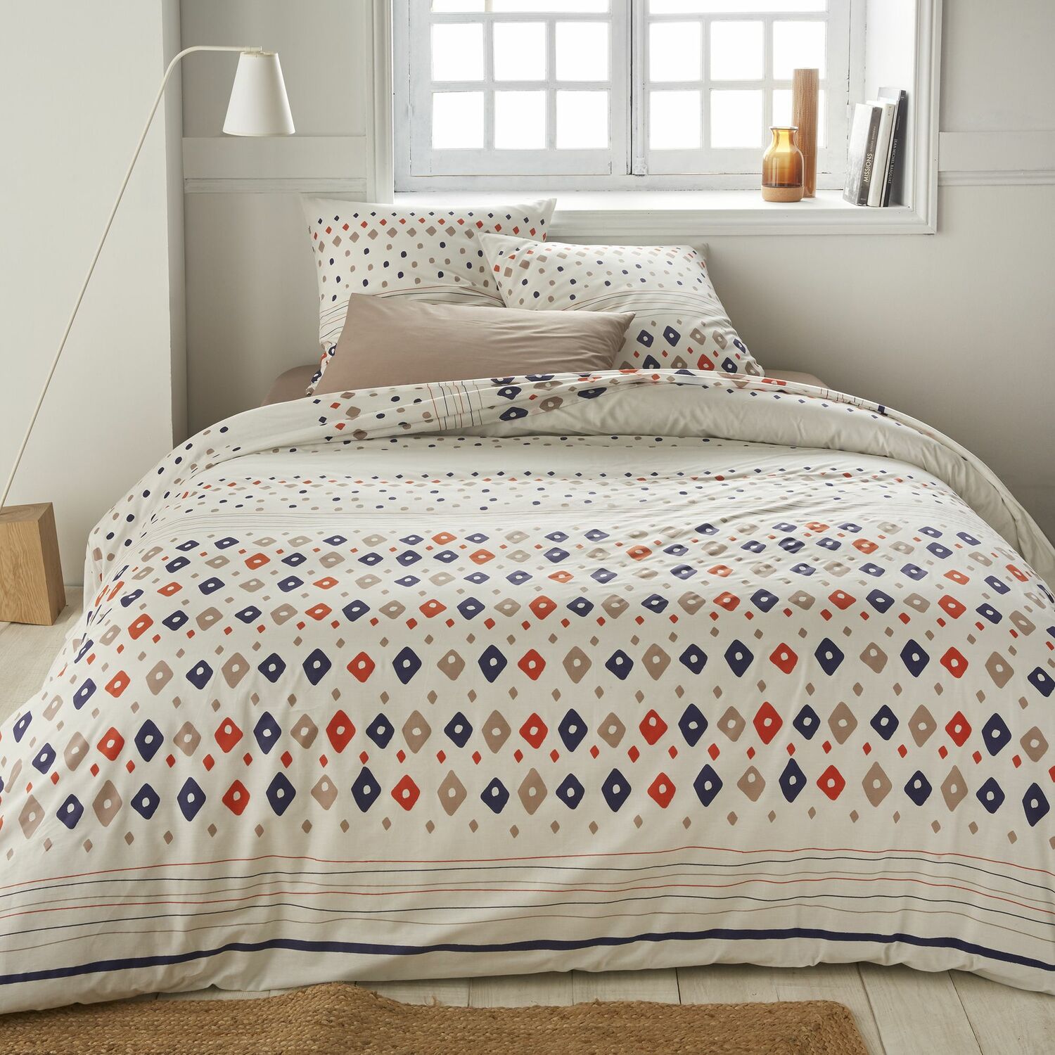 Parure de housse de couette coton bleu 220x240 cm