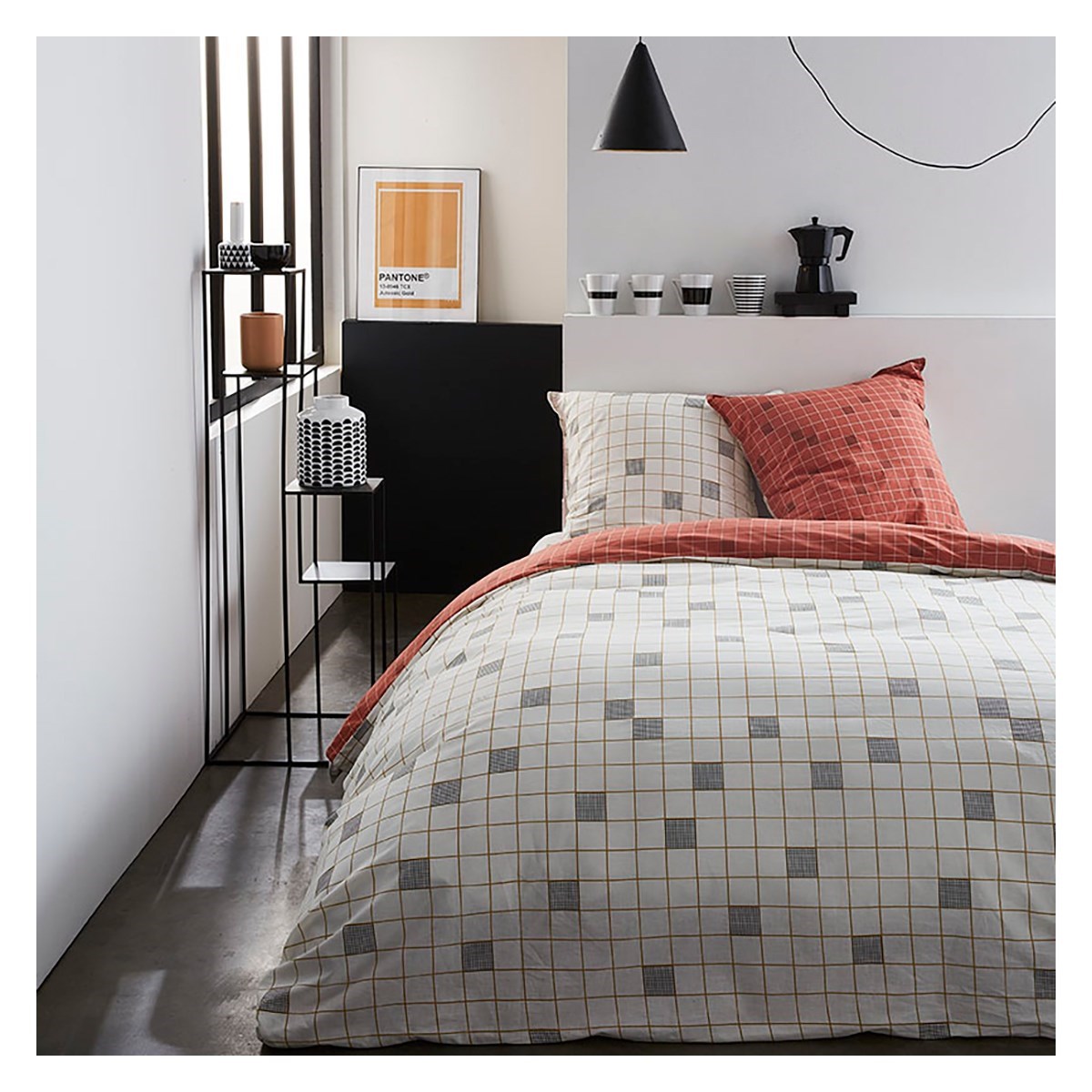 Parure de lit coton 2 personnes imprimé graphique SUNSHINE