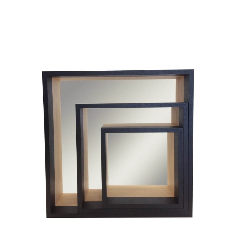 Set de 3 miroirs étagères en bois Set de 3 miroirs étagères en bois