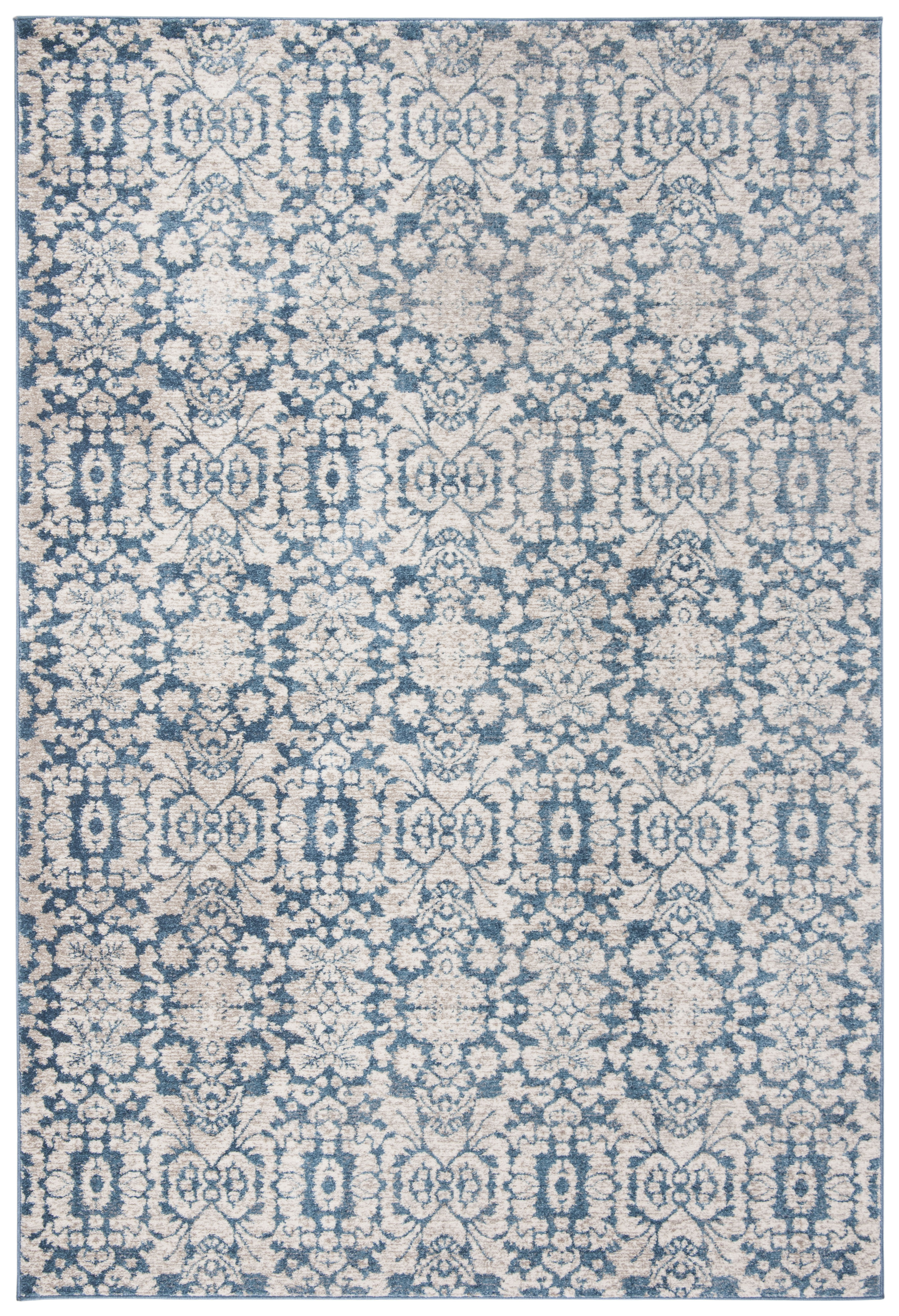 Tapis de salon d'inspiration vintage bleu et beige 160x230 Tapis de salon d'inspiration vintage bleu et beige 160x230