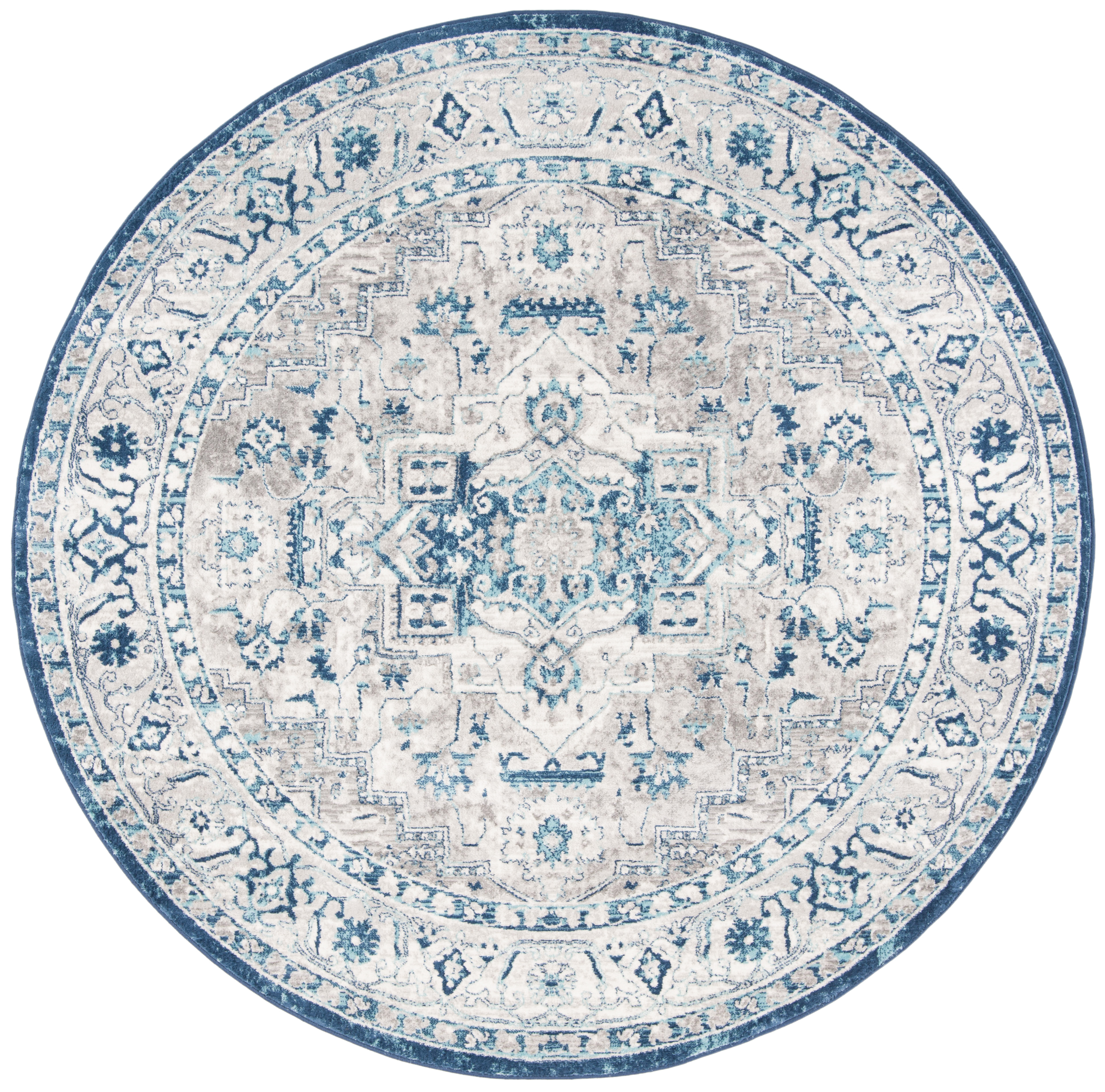 Tapis de salon classique gris clair et bleu 200x200 Tapis de salon classique gris clair et bleu 200x200