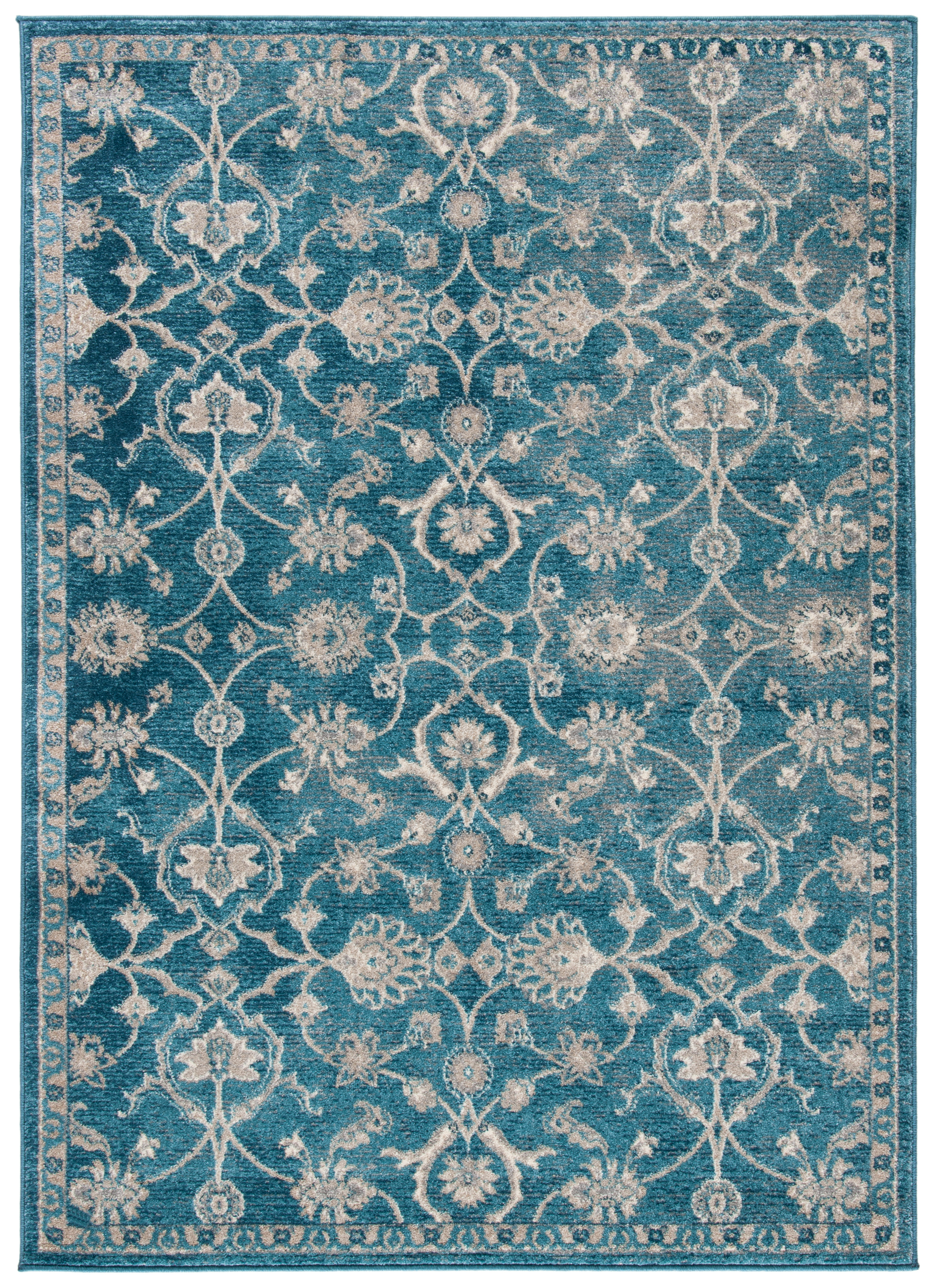 Tapis de salon d'inspiration vintage bleu et beige 90x150 Tapis de salon d'inspiration vintage bleu et beige 90x150