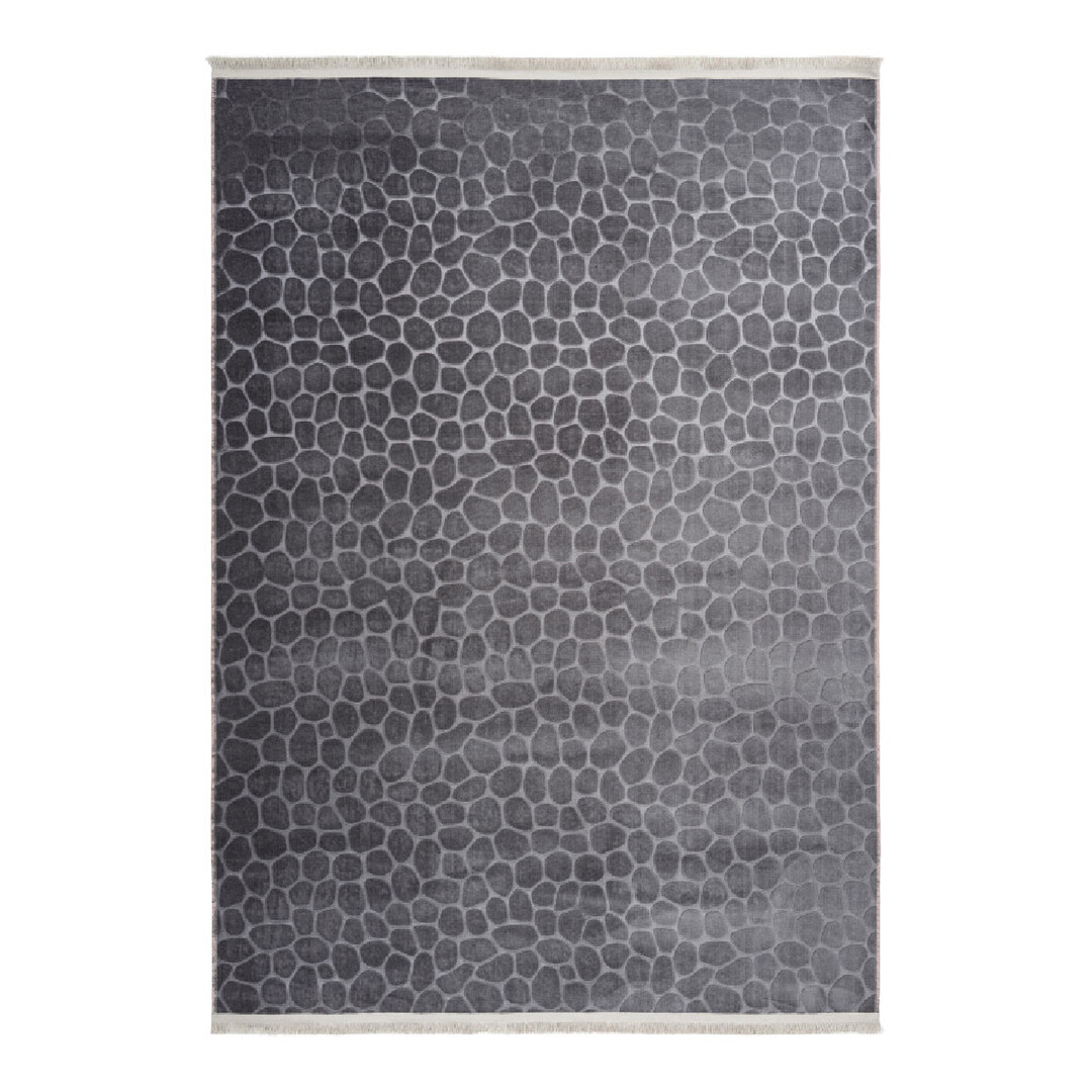 Tapis  contemporaine en polyester graphite 80x280