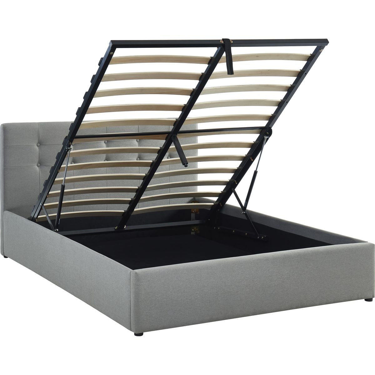Lit coffre gris clair 140x190 avec sommier et tête de lit (photo) Lit coffre gris clair 140x190 avec sommier et tête de lit