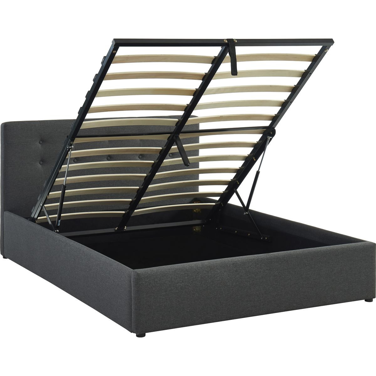Lit coffre gris anthracite 140x190 avec sommier et tête de lit (photo) Lit coffre gris anthracite 140x190 avec sommier et tête de lit