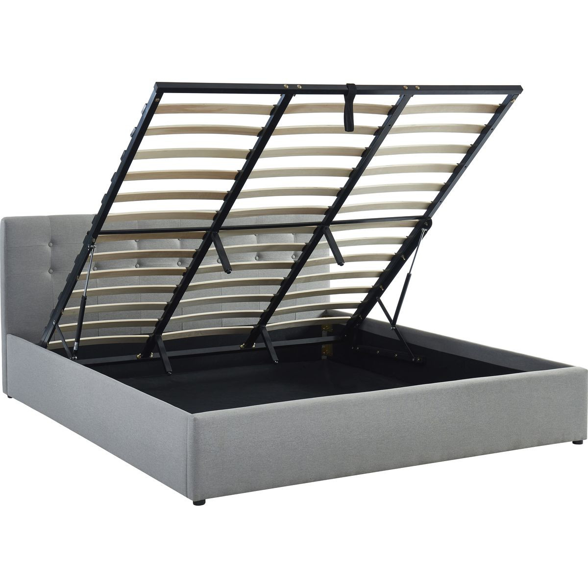 Lit coffre gris clair 180x200 avec sommier et tête de lit (photo) Lit coffre gris clair 180x200 avec sommier et tête de lit