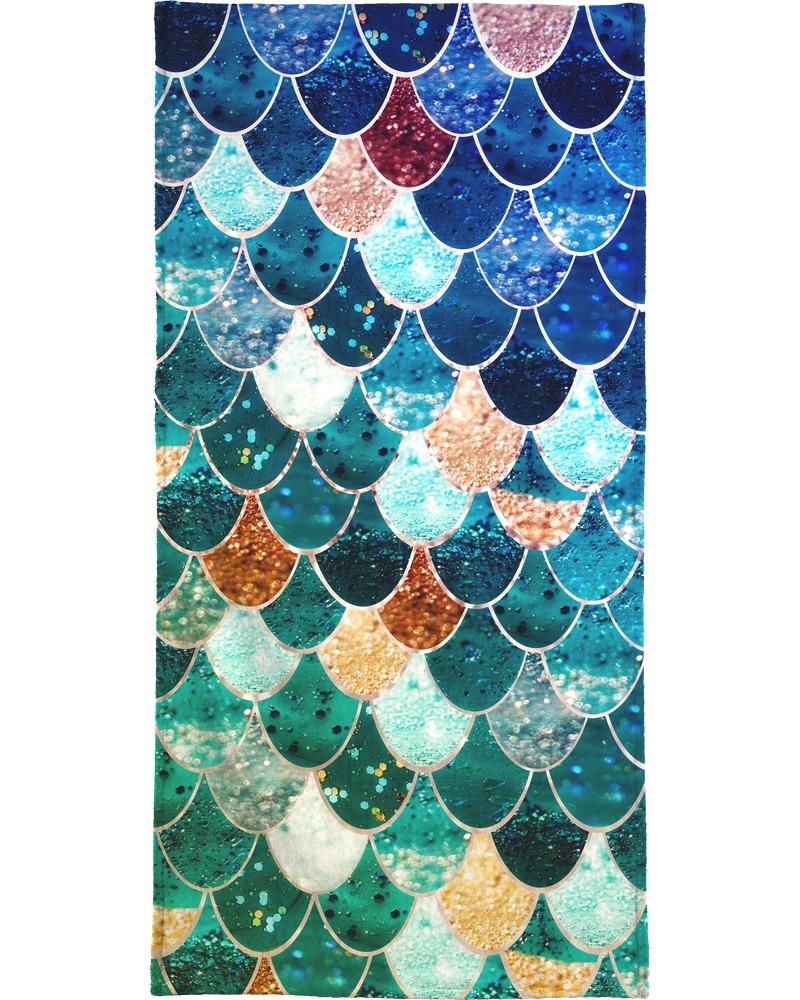 Serviette de plage en éponge-velours en Bleu & Vert/90x180 Serviette de plage en éponge-velours en Bleu & Vert/90x180
