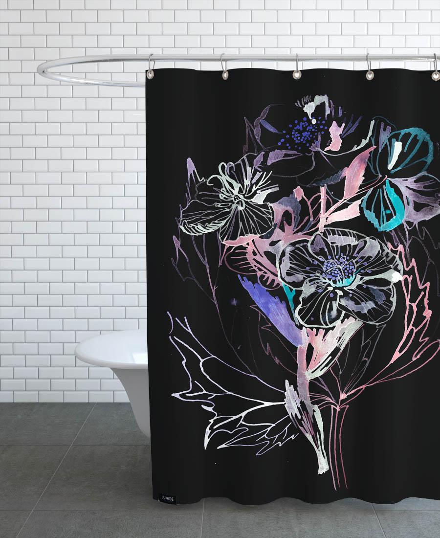 Rideau de douche en polyester en Blanc & Bleu/150x200 Rideau de douche en polyester en Blanc & Bleu/150x200